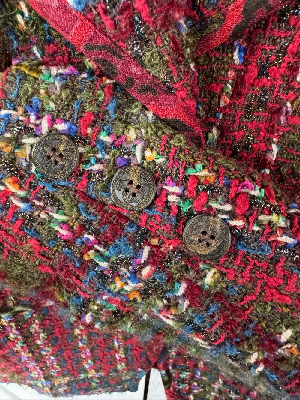 Christian Lacroix Bazaar Multicolor Boucle Blazer Fringe Trim Designer Jacket - Picture 14 of 14